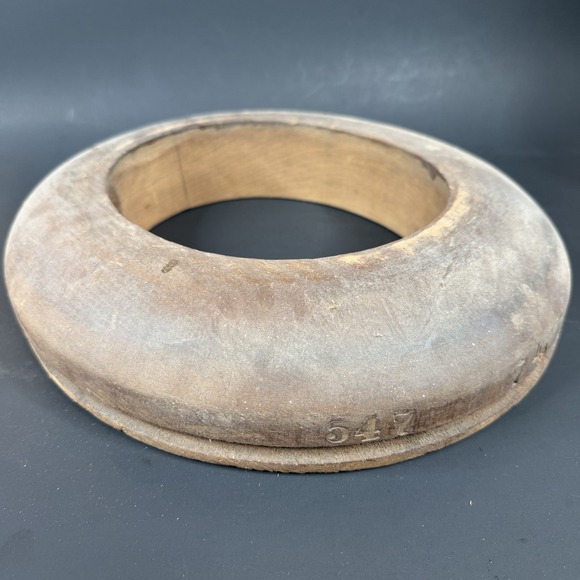 Antique Primitive Wooden Block Hat Brim Mold Millinery Form 547 7 1/4 2 1/2